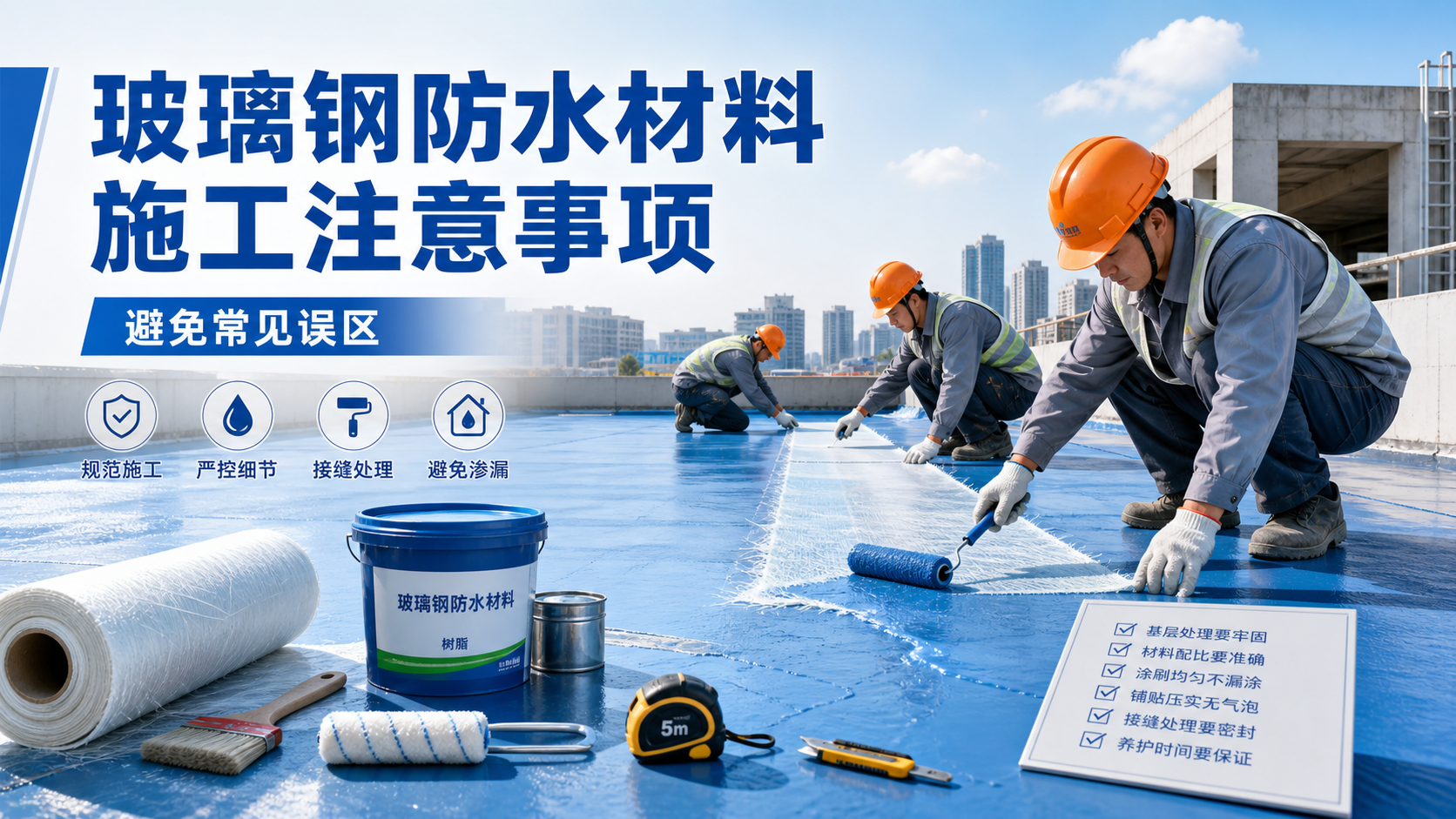 玻璃钢防水材料施工注意事项，避免常见误区 黄石 版